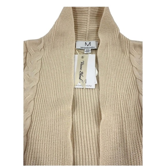 Magaschoni NEW Ivory Cable Knit Open Front Long Cardigan Incredibly Soft Size M - Picture 8 of 15